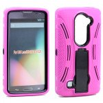 Wholesale LG Leon C40 Tribute 2 Armor Hybrid Stand Case (Hot Pink)